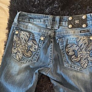 Miss Me Women's Blue Boot Cut Jeans with Embellished Pockets